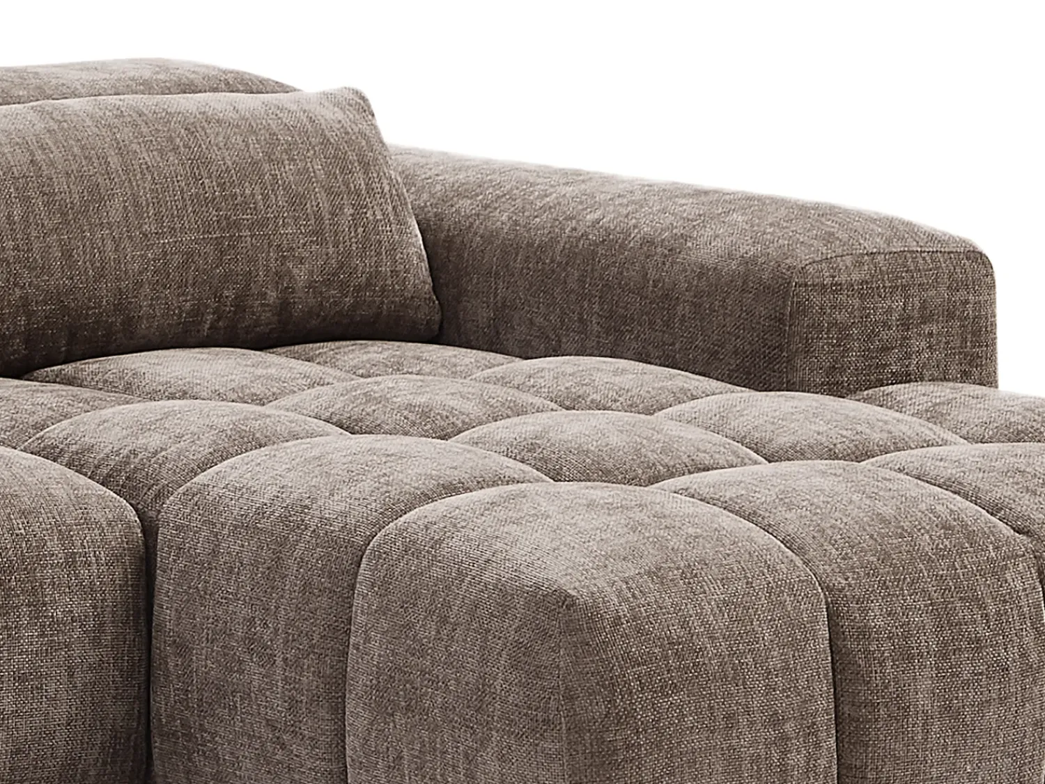 Outlet Vente-unique Sofá de canto direito em tecido texturizado LOPONZA Taupe
