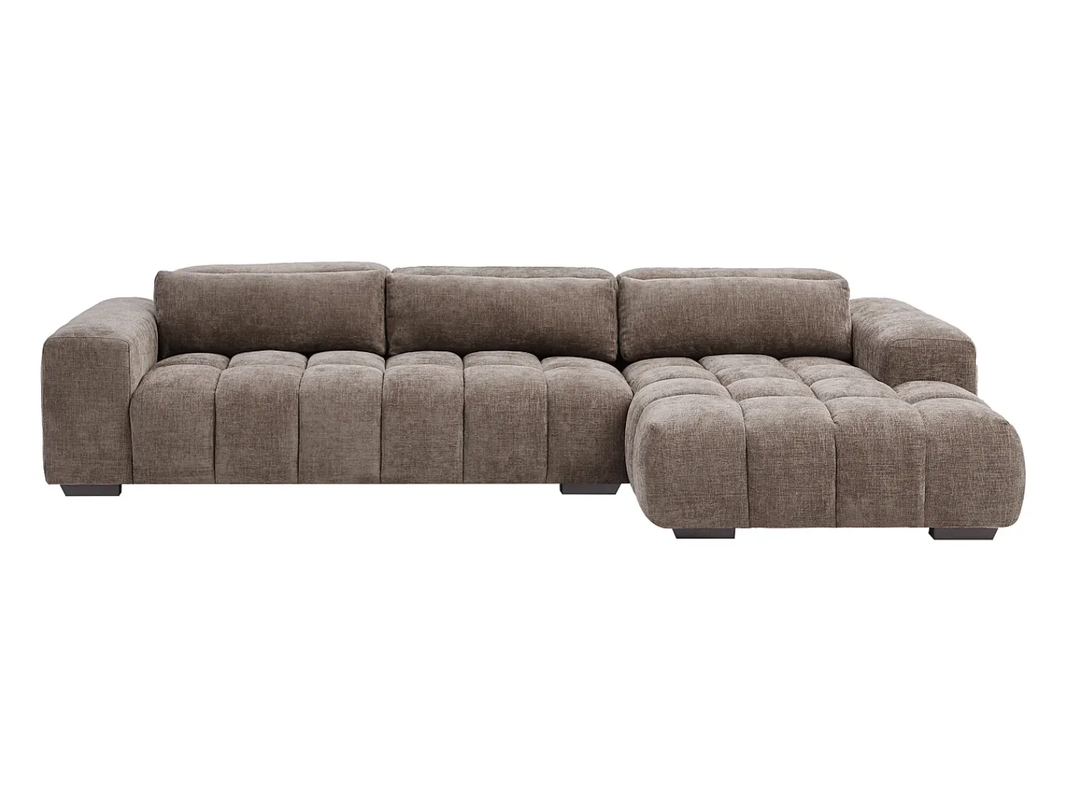Outlet Vente-unique Sofá de canto direito em tecido texturizado LOPONZA Taupe