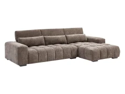 Outlet Vente-unique Sofá de canto direito em tecido texturizado LOPONZA Taupe