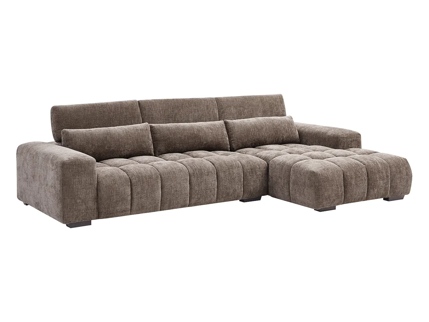 Outlet Vente-unique Sofá de canto direito em tecido texturizado LOPONZA Taupe