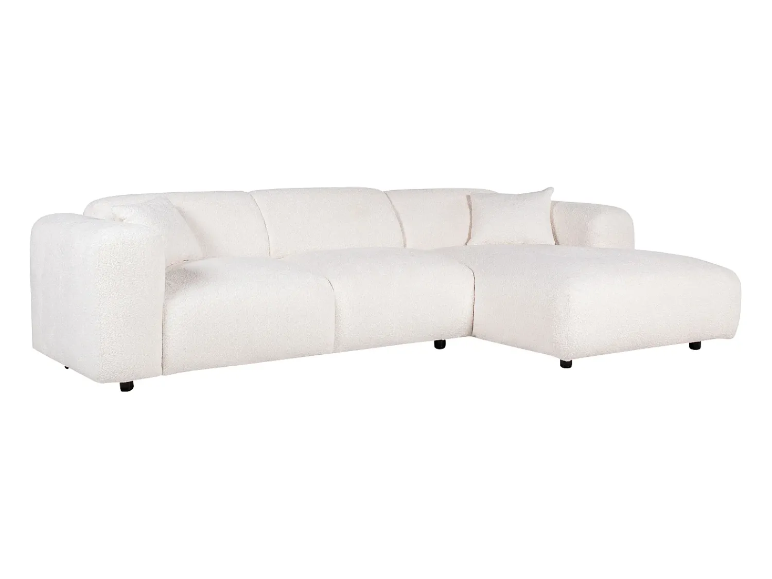 New Maison Céphy Sofá de canto direito em tecido bouclé POGNI da Branco