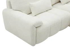 Vente-unique Sofá de canto direito em tecido chenille branco-pérola ANELKO^ Sofá