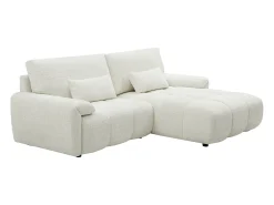 Vente-unique Sofá de canto direito em tecido chenille branco-pérola ANELKO^ Sofá