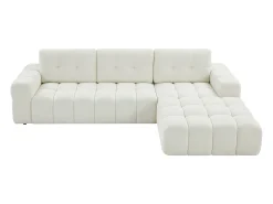 Hot Vente-unique Sofá de canto direito em tecido bouclé SOPELANA Branco