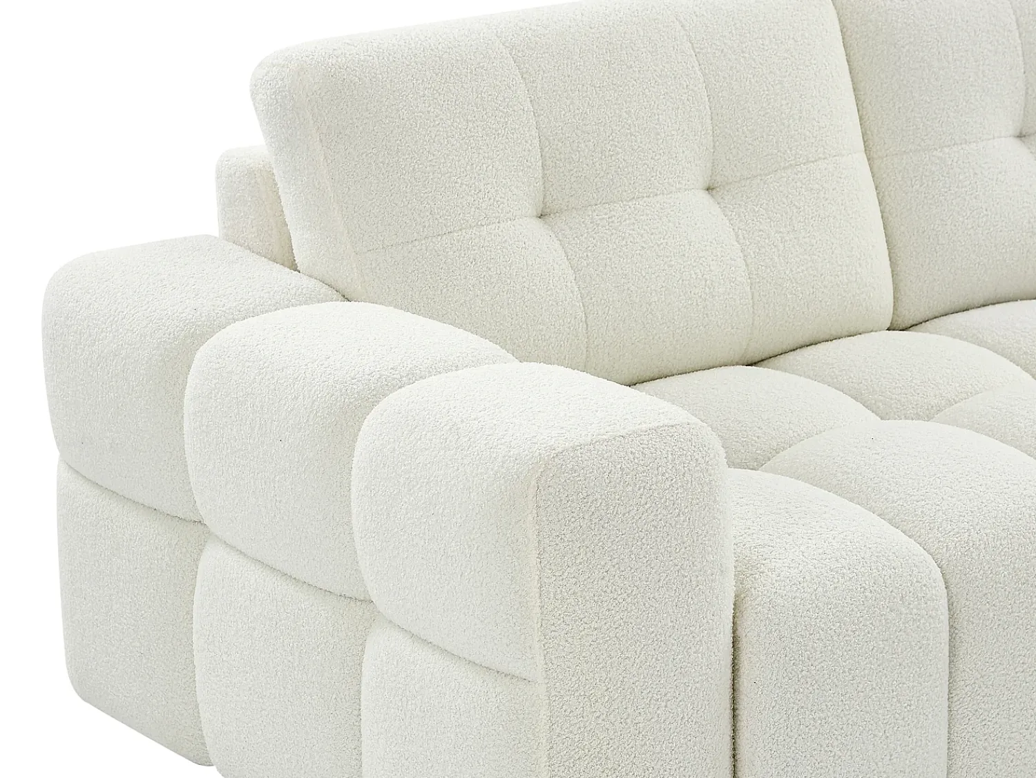 Hot Vente-unique Sofá de canto direito em tecido bouclé SOPELANA Branco