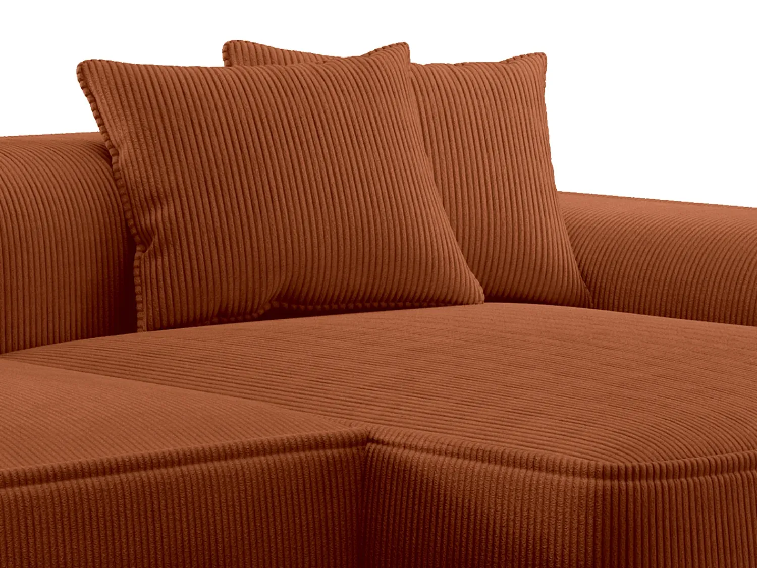Vente-unique Sofá de canto direito em veludo canelado terracotta ERYNEL^ Sofá