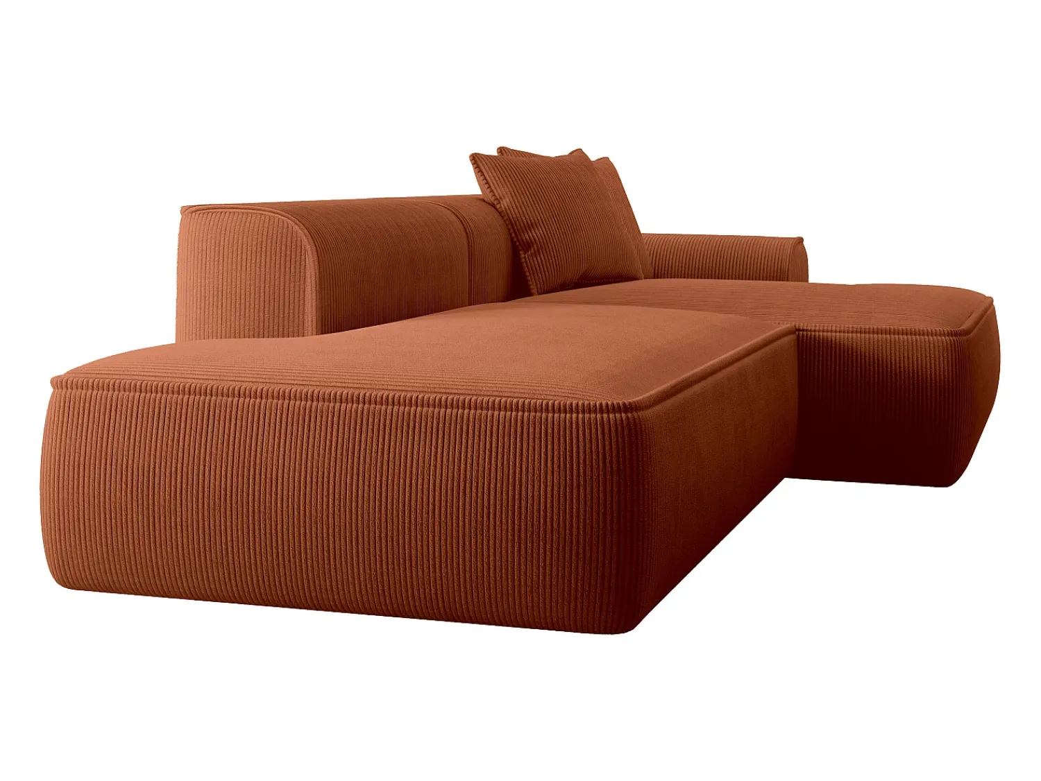Vente-unique Sofá de canto direito em veludo canelado terracotta ERYNEL^ Sofá