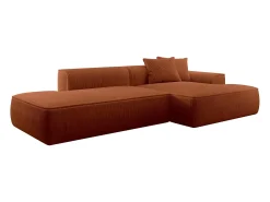 Vente-unique Sofá de canto direito em veludo canelado terracotta ERYNEL^ Sofá