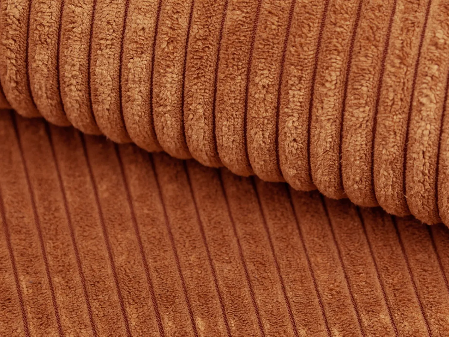 Vente-unique Sofá de canto direito em veludo canelado terracotta ERYNEL^ Sofá