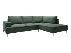 Discount Vente-unique Sofá de canto direito grande veludo canelado - GINETO Verde pinho