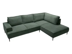Discount Vente-unique Sofá de canto direito grande veludo canelado - GINETO Verde pinho