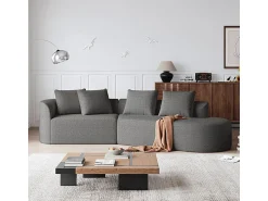 Sofá|DripeX Sofá de Canto Direito Moderno Superdimensionado 4 Lugares, com 4 Almofadas, Chaise Longue Curva, Tecido Chenille, Cinza Antracito Cinza antracite