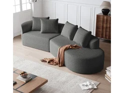 Sofá|DripeX Sofá de Canto Direito Moderno Superdimensionado 4 Lugares, com 4 Almofadas, Chaise Longue Curva, Tecido Chenille, Cinza Antracito Cinza antracite