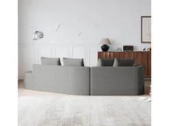 DripeX Sofá de Canto Direito Moderno Superdimensionado 4 Lugares, com 4 Almofadas, Chaise Longue Curva, Tecido Chenille, Cinza Claro^ Sofá