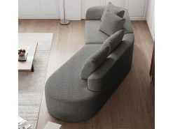 DripeX Sofá de Canto Direito Moderno Superdimensionado 4 Lugares, com 4 Almofadas, Chaise Longue Curva, Tecido Chenille, Cinza Claro^ Sofá