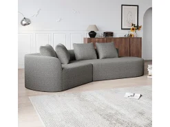 DripeX Sofá de Canto Direito Moderno Superdimensionado 4 Lugares, com 4 Almofadas, Chaise Longue Curva, Tecido Chenille, Cinza Claro^ Sofá