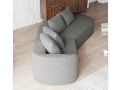 DripeX Sofá de Canto Direito Moderno Superdimensionado 4 Lugares, com 4 Almofadas, Chaise Longue Curva, Tecido Chenille, Cinza Claro^ Sofá