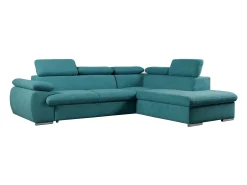 Sofá|Vente-unique Sofá de canto direito modular em tecido turquesa FABIEN Azul turquesa