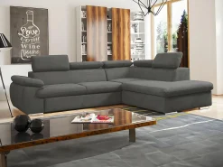 Sofá|Vente-unique Sofá de canto direito modular em tecido cinzento escuro FABIEN Cinza antracite