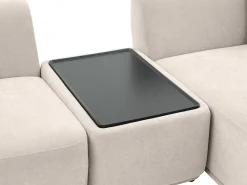 Sofá|Vente-unique Sofá de canto direito modular com mesinha em tecido RANASO Bege