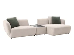 Sofá|Vente-unique Sofá de canto direito modular com mesinha em tecido RANASO Bege
