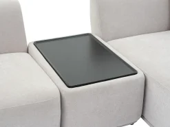 Sofá*Vente-unique Sofá de canto direito modular com mesinha em tecido cinza-claro RANASO Cinzento claro