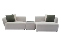 Sofá*Vente-unique Sofá de canto direito modular com mesinha em tecido cinza-claro RANASO Cinzento claro
