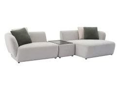 Sofá*Vente-unique Sofá de canto direito modular com mesinha em tecido cinza-claro RANASO Cinzento claro