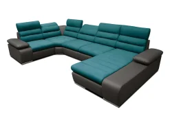 Sale Vente-unique Sofá de canto direito modular azul e cinzento BOILEAU Cinza antracite / Azul turquesa