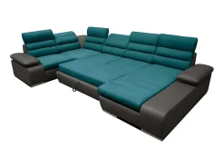 Sale Vente-unique Sofá de canto direito modular azul e cinzento BOILEAU Cinza antracite / Azul turquesa