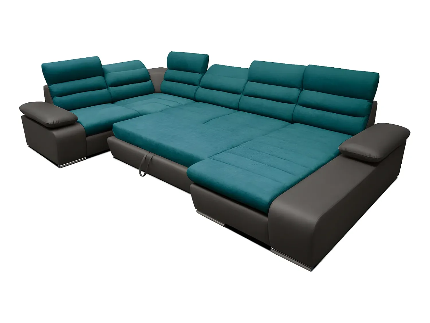 Sale Vente-unique Sofá de canto direito modular azul e cinzento BOILEAU Cinza antracite / Azul turquesa