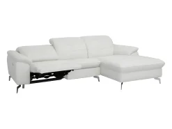 Sofá|Vente-unique Sofá de canto direito relax elétrico em pele de búfalo - LISMORE Branco
