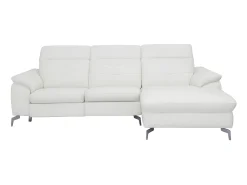 Sofá|Vente-unique Sofá de canto direito relax elétrico em pele de búfalo - LISMORE Branco