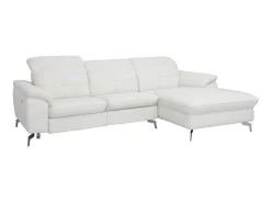 Sofá|Vente-unique Sofá de canto direito relax elétrico em pele de búfalo - LISMORE Branco