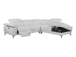 LINEA SOFA Sofá de canto direito relax elétrico em pele - PASCALINE^ Sofá