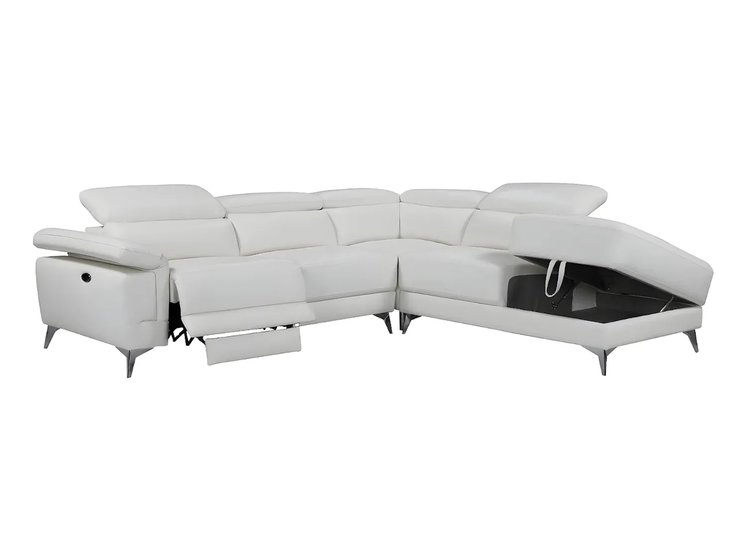 LINEA SOFA Sofá de canto direito relax elétrico em pele - PASCALINE^ Sofá