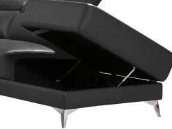 Hot LINEA SOFA Sofá de canto direito relax elétrico em pele Cinza - PASCALINE Cinza antracite
