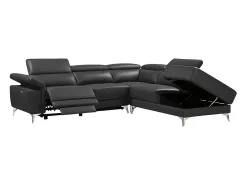 Hot LINEA SOFA Sofá de canto direito relax elétrico em pele Cinza - PASCALINE Cinza antracite