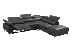 Hot LINEA SOFA Sofá de canto direito relax elétrico em pele Cinza - PASCALINE Cinza antracite
