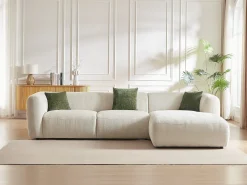 Sofá|Vente-unique Sofá de canto direito tecido estilo contemporâneo TANCAVO Bege