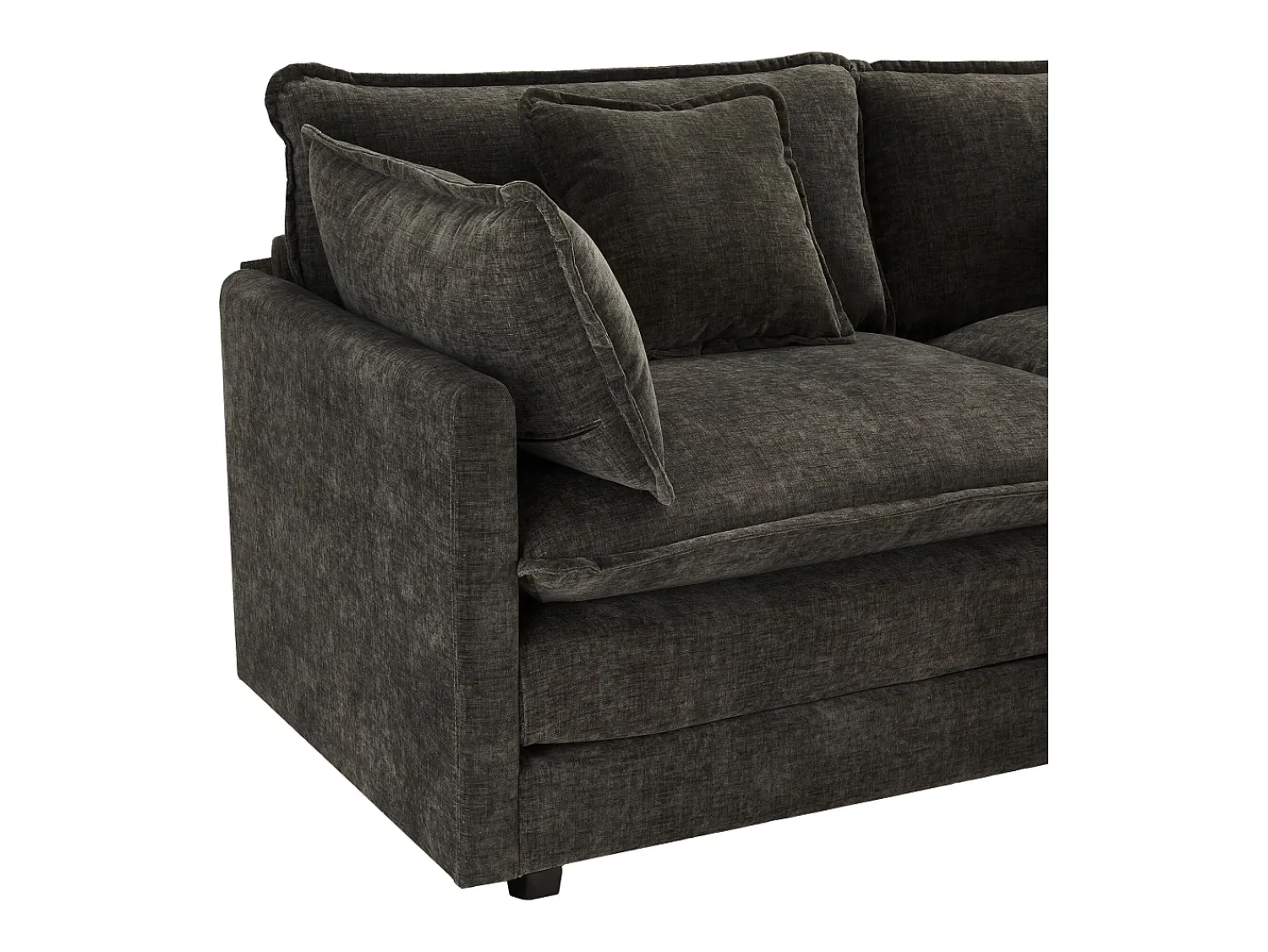 Discount ModernLuxe Sofá de canto em chenille de 3 lugares - com apoio para os pés modular - Cinza Cinzento