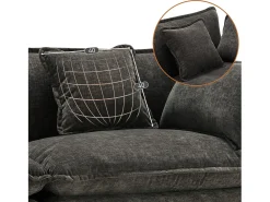 Discount ModernLuxe Sofá de canto em chenille de 3 lugares - com apoio para os pés modular - Cinza Cinzento