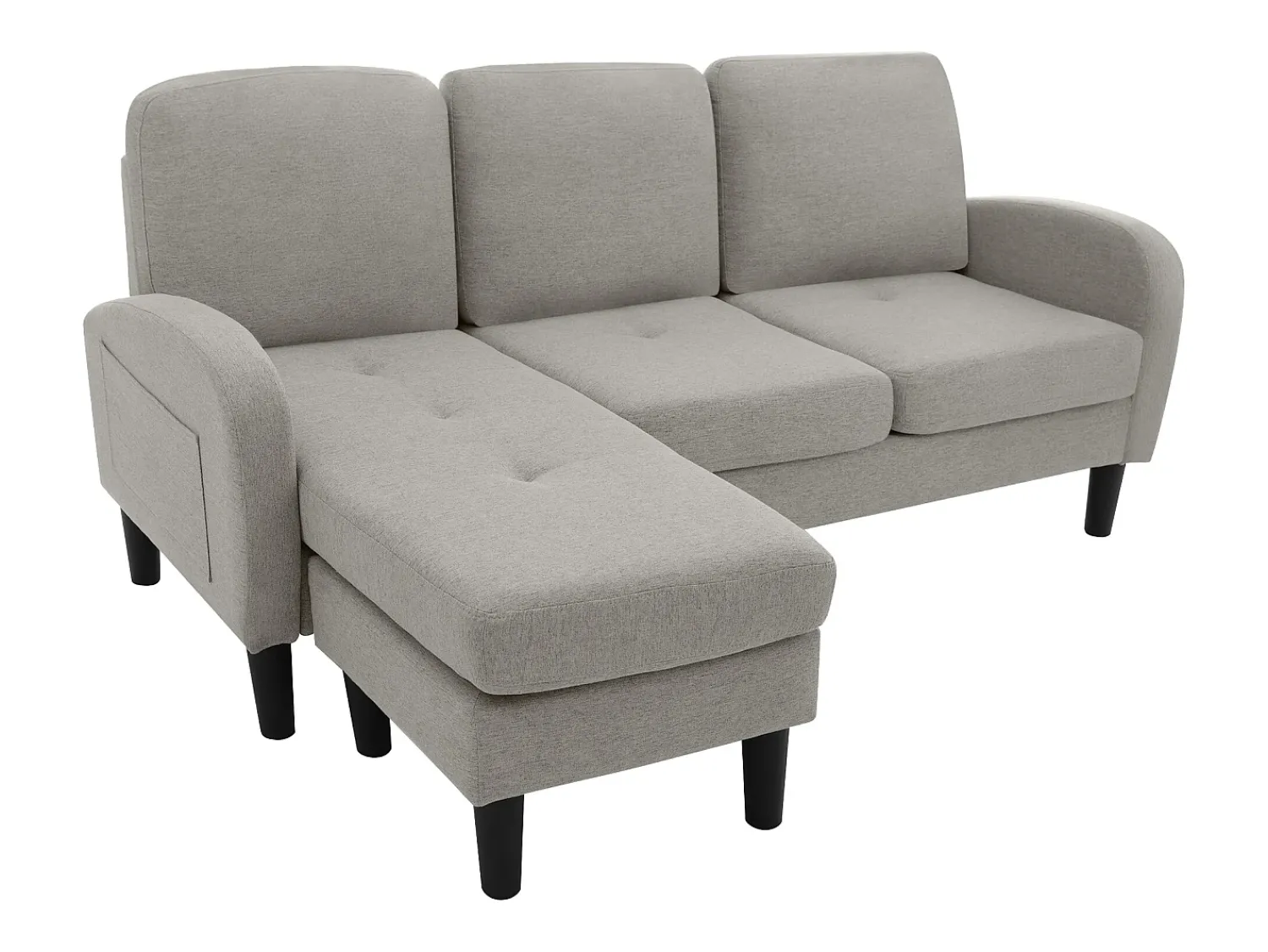 KOMHTOM Sofá de canto em forma de L, 185 x 118 x 82 cm, tecido de algodão respirável, pés de plástico, design modular,^ Sofá