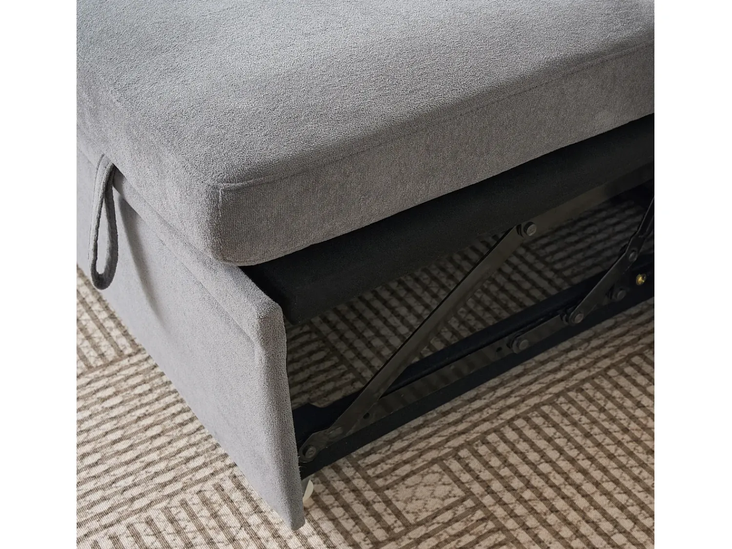Hauss Spole Sofá de canto em forma de U com 3 lugares e espaço para arrumação - Sofá-cama em tecido chenille - Cinza^ Sofá