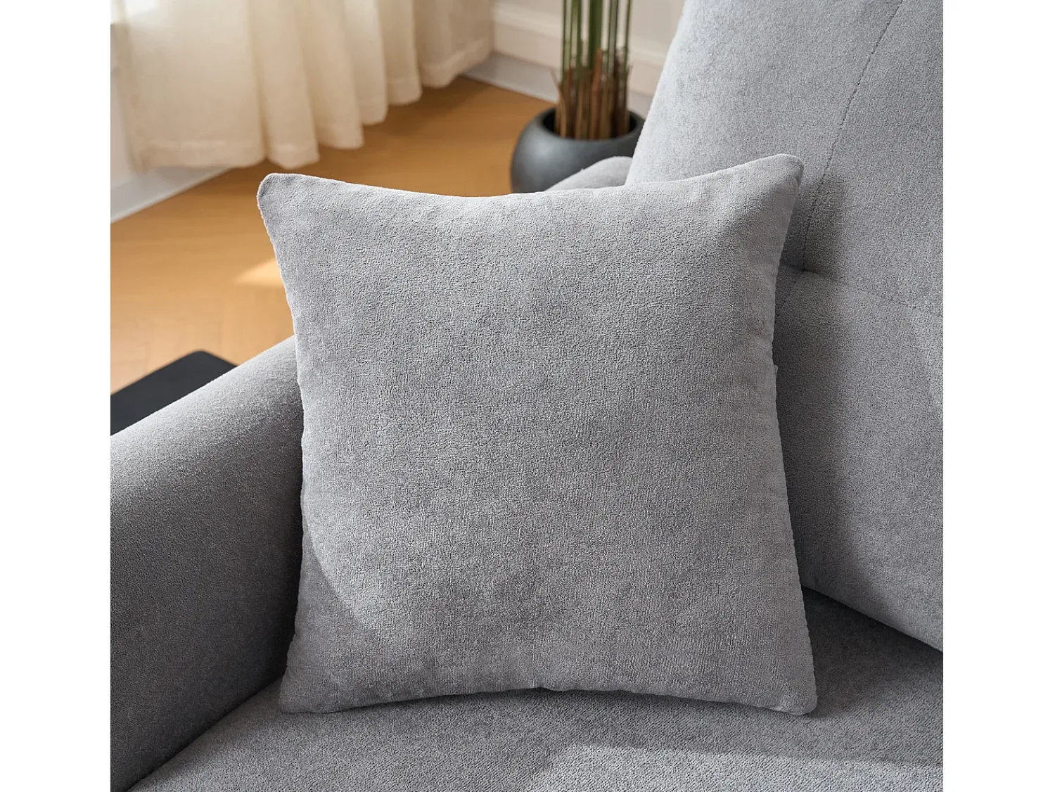 Hauss Spole Sofá de canto em forma de U com 3 lugares e espaço para arrumação - Sofá-cama em tecido chenille - Cinza^ Sofá