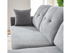 Hauss Spole Sofá de canto em forma de U com 3 lugares e espaço para arrumação - Sofá-cama em tecido chenille - Cinza^ Sofá