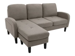 Clearance KOMHTOM Sofá de canto em forma de L, 185 x 118 x 82 cm, tecido de algodão respirável, pés de plástico, design modular, Cinzento