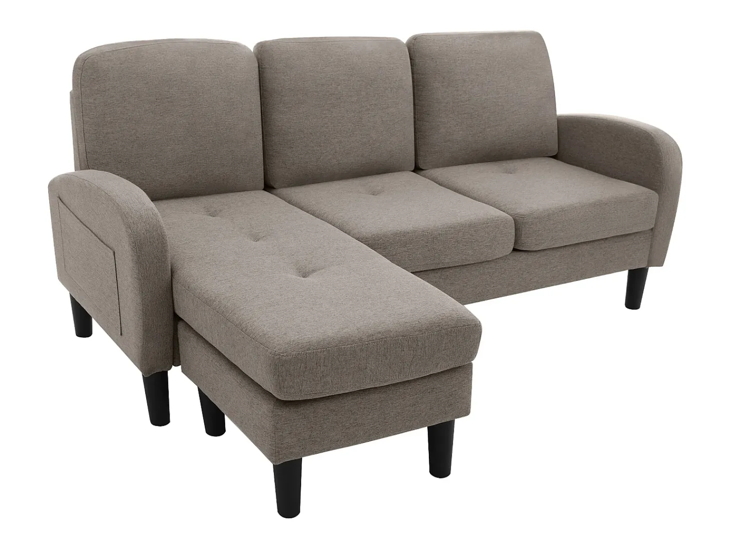 Clearance KOMHTOM Sofá de canto em forma de L, 185 x 118 x 82 cm, tecido de algodão respirável, pés de plástico, design modular, Cinzento