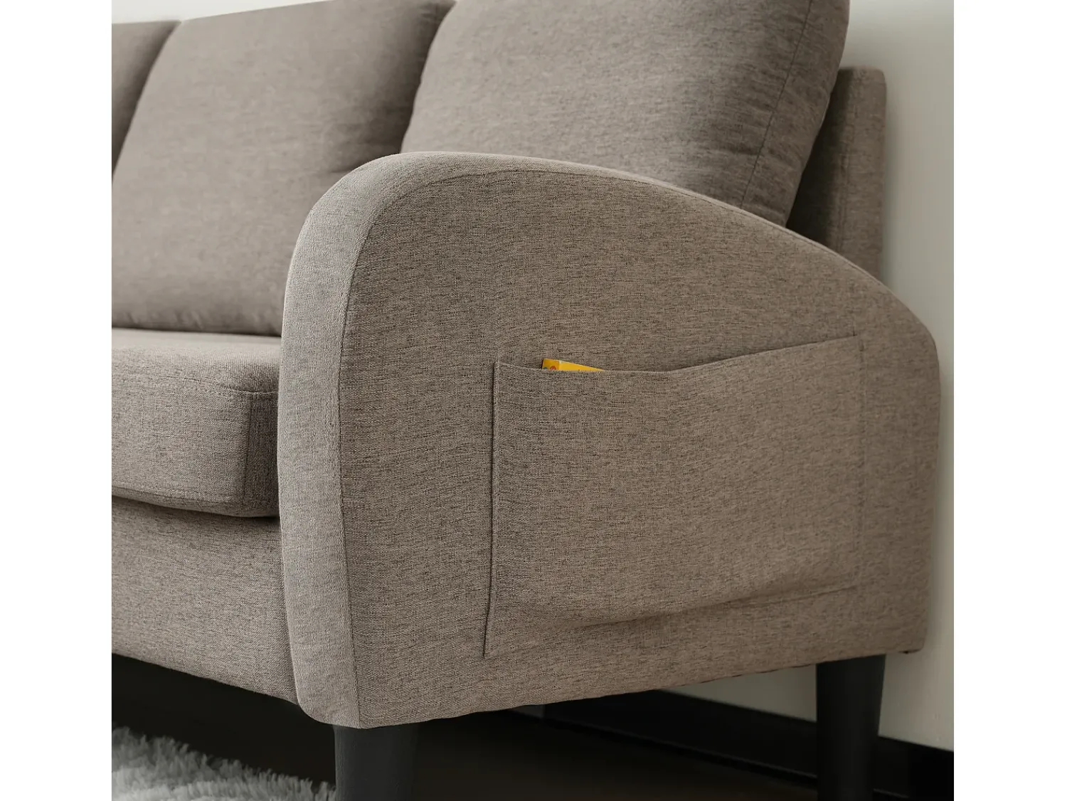 Clearance KOMHTOM Sofá de canto em forma de L, 185 x 118 x 82 cm, tecido de algodão respirável, pés de plástico, design modular, Cinzento