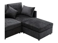 KOMHTOM Sofá de canto em forma de L, design moderno, sofá em tecido chenille, sofá de três lugares, escabelo,^ Sofá